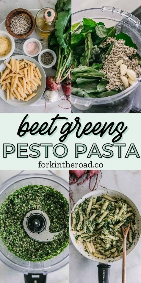 Beet Leaf Recipes, Beet Green Recipes, Beet Leaves, Vegan Weeknight Meals, Easy Pesto Pasta, Pasta With Pesto, Pesto Pasta Recipe, Pesto Pasta Recipes, Recovery Food