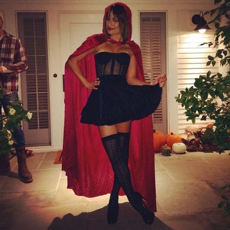 Lea Michele rocks this LBD as Little Red Riding Hood Halloween Costumes 2014, Kostum Halloween, Best Celebrity Halloween Costumes, Celebrity Costumes, Red Riding Hood Costume, Halloween Coustumes, Holloween Costume, Diy Kostüm, Celebrity Halloween Costumes