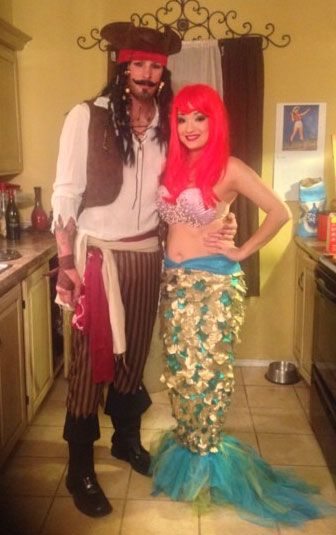 55 Halloween Costume Ideas for Couples |StayGlam Pirate And Mermaid Costume, Mermaid Costume Diy, Halloween Costume Ideas For Couples, Costume Ideas For Couples, Witch Costumes, Unique Costumes, Boy Halloween Costumes, Halloween Costumes Makeup, Halloween Party Supplies