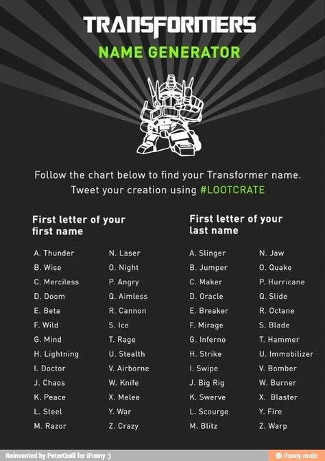 Canon Breaker... I am going to take this on musical terms. >3 Transformers Names, Wholesome Images, Transformers Coloring, Funny Name Generator, Random Names, Scenario Game, Transformers Party, Birthday Scenario, Transformers Birthday