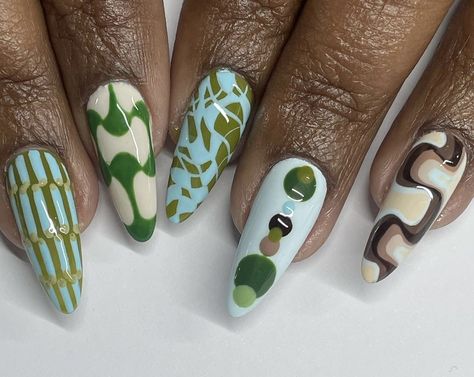 70s Nails, Groovy Nails, Nail Design Glitter, Fruit Nail Art, Abstract Nail Art, Diva Nails, Short Nail, Designs Nail, Nails Fall