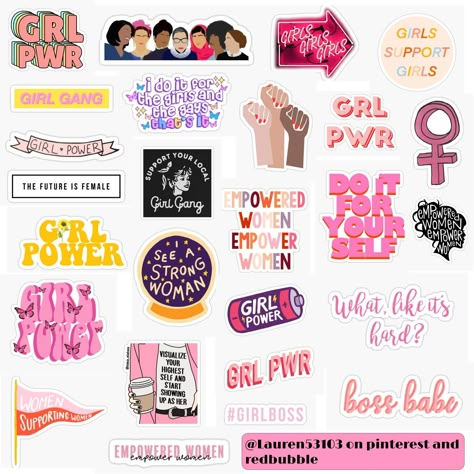 Macbook Cover Stickers, Good Stickers, Girl Power Stickers, Girls Stickers, Sticker App, Find Your Aesthetic, Scrapbook Stickers Printable, Hydroflask Stickers, Planner Printables Free