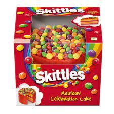 Huge new Skittles birthday cake launches - Entertainment Daily Skittles Rainbow, Button Cake, Sponge Cake Filling, Hot Air Balloon Cake, Triple Chocolate Cake, Vanilla Sponge Cake, Vanilla Sponge, Chocolate Sponge, Celebration Cake