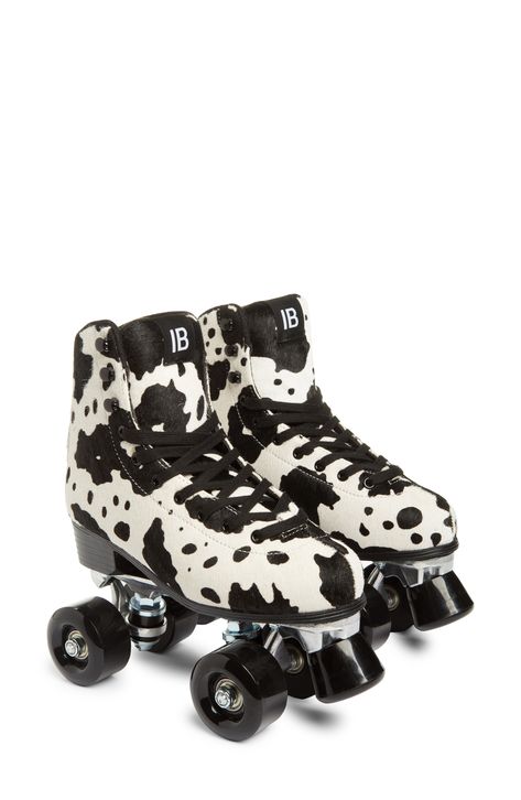 INTENTIONALLY BLANK Whip It Genuine Calf Hair Roller Skates available at #Nordstrom Retro Roller Skates, Hair Roller, Intentionally Blank, Roller Skate Shoes, Whip It, Roller Girl, Hair Rollers, Chunky Block Heels, Roller Derby