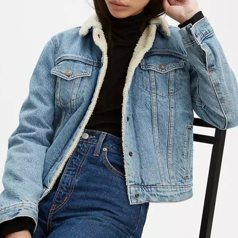 Levi's Jackets & Coats | Levis Original Sherpa Trucker Jacket | Poshmark Levi Jean Jacket, Denim Sherpa Jacket, Boyfriend Denim Jacket, Sherpa Trucker Jacket, Navy Denim Jacket, Levis Jean Jacket, Levi Denim Jacket, Sherpa Lined Denim Jacket, Levis Denim Jacket