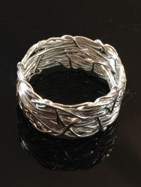 Crown of Thorns Ring Solid Silver Ring Wedding Band by AOAjewelry Crown Of Thorns Ring, Thorns Ring, Spiritual Ring, Thorn Ring, Silver Ring Wedding, Coil Ring, Silver Bands, Woven Ring, Crown Of Thorns