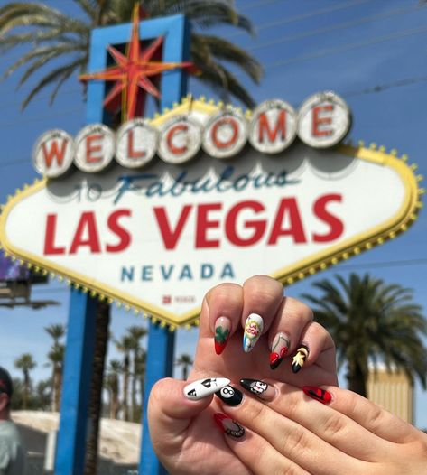 Las Vegas 🃏♠️♥️🍀🎰🎲 Products used @youngnailsinc YN protein bond, swipe, finishing gel @beetlesgelpolish white, black, red, #aznailtech… | Instagram Las Vegas Nails Ideas, Instagram Las Vegas, Las Vegas Nails, Vegas Nails, Glendale Arizona, Long Square Acrylic Nails, Square Acrylic Nails, Nail Tech, Nail Inspo