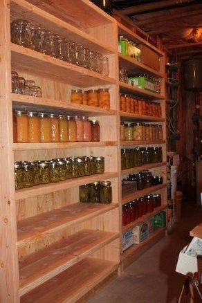 Canning Shelves - by rkober @ LumberJocks.com ~ woodworking community Canning Shelves, Canning Room, Canning Pantry, Root Cellar Storage, Canning Storage, Canning Jar Storage, Diy Food Storage, Food Storage Rooms, Food Storage Shelves