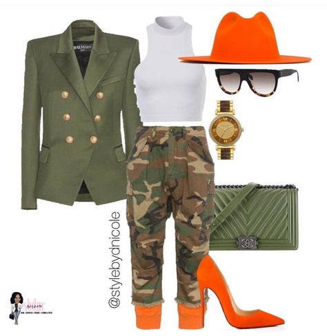 Orange Outfit, Camouflage Pants, Camo Fashion, Dope Outfits, Look Fashion, Hat Fashion, Classy Outfits, Chic Outfits, Trendy Outfits