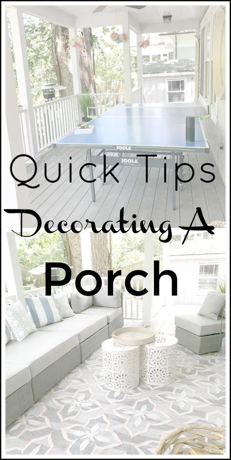 Tips and ideas on how to design and style a backyard porch without blocking your view and creating an outdoor oasis is on the blow wwww.homewithkeki.com #interiordesign #outdoorliving #porchdesigns Large Back Porch Decorating Ideas, Decorate Back Porch, Closed In Back Porch Ideas, Small Porch Design, Closed In Porch, Beach Porch, Decorating Porch, Small Porch Decorating, Covered Back Porches