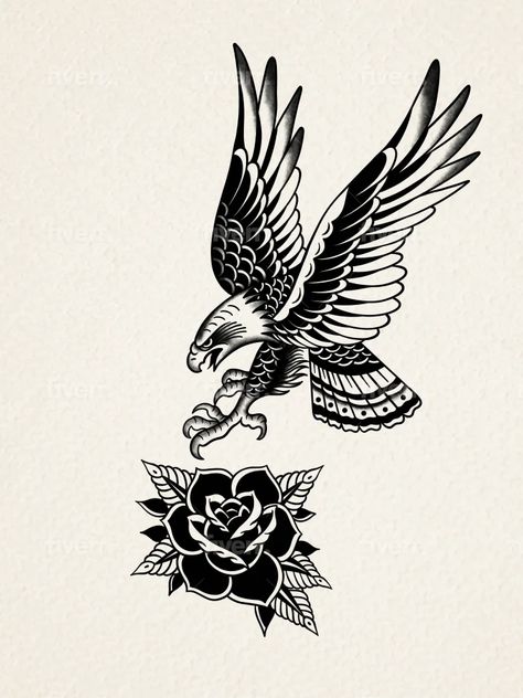 I will make you a traditional old school tattoo style design Traditional American Eagle Tattoo, American Traditional Tattoo Designs Men, Traditional Gunslinger Tattoo, Old School Tattoo Men Ideas Traditional Styles, Mens Traditional Tattoos, Tatto Old Scold, Old School Eagle Tattoo, American Traditional Cowboy Tattoo, Old School Tattoo Men