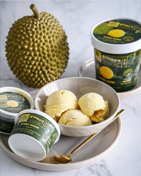 Durian Dessert, Pancake Durian, Durian Ice Cream, Fruit Stall, Ice Cream Photography, Ice Cream Packaging, Ice Cream Tubs, Fruit Ice Cream, Ice Cream Brands