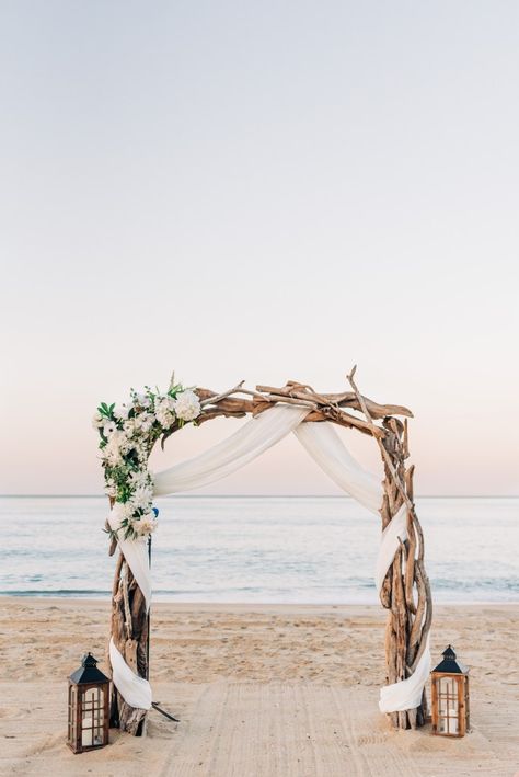 simple beach wedding ceremony | sunset beach ceremony | Sunset Beach Wedding | Outer Banks Wedding Outer Banks Sunset, Outer Banks Beach House, Driftwood Wedding, Small Beach Weddings, Beach Wedding Arch, Sunset Beach Weddings, Rustic Beach Wedding, Beach Wedding Decorations Reception, Simple Beach Wedding