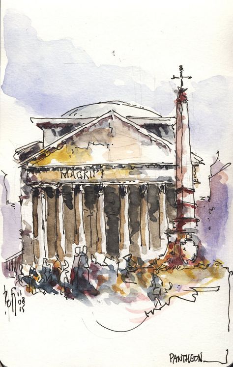 Explore renefijten photos on Flickr. renefijten has uploaded 973 photos to Flickr. Rome Pantheon, Rome Painting, Building Sketch, Watercolor City, Travel Sketchbook, Watercolor Architecture, Architecture Sketchbook, Interior Design Sketches, Architectural Sketch