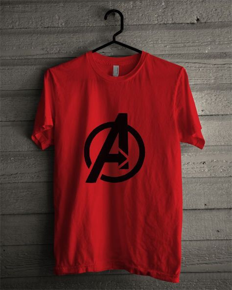 Avengers Logo Red T Shirt Red Tshirt Design Ideas, Avengers Tshirt Design, Red Tshirt Outfit, Avengers T Shirt, Marvel T Shirt, Avengers Logo, Marvel Clothes, Marvel Hoodies, Mrs Shirt