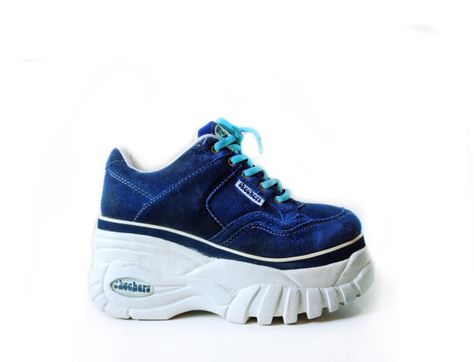 I remember wearing similar shoes when I was a kid, want some so bad!! Bubble Logo, Shoes Closet, Shoe Closet, Platform Wedge, Suede Sneakers, Dream Shoes, Platform Sneakers, Sketchers Sneakers, Blue Suede