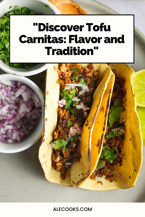 When you try these tofu carnitas (  you won’t believe how delicious they are. The tofu texture is incredible with the combination of Mexican flavors, and when you make the taco, you are truly transported to the best taqueria in Mexico. Tofu Carnitas, Mexican Carnitas, Vegan Dishes Easy, Shredded Tofu, Mexican Salsa Recipes, Tofu Tacos, Mexican Flavors, Carnitas Tacos, Carnitas Recipe