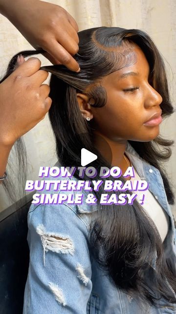 Butterfly Braid With Weave Wig, Side Part Quick Weave With Braid, Butterfly Braid Styles, Half Up Half Down With Butterfly Braid, Butterfly Braid Wig Style, Butterfly Braid Half Up Half Down, Cute Quick Weave Hairstyles Braids, Butterfly Braid Crown, Butterfly Braid Tutorial