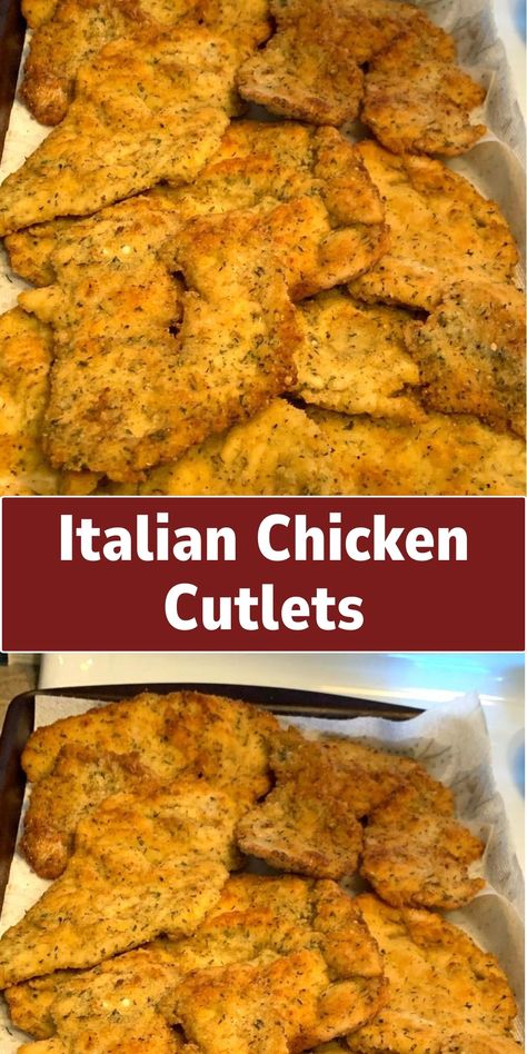 Indulge in the crispy perfection of Italian Chicken Cutlets. These tender chicken breasts are coated in a seasoned breadcrumb mixture and pan-fried to golden brown. Serve them with your favorite sauce or atop a bed of pasta for a delightful Italian-inspired meal. Italian Chicken Cutlets, Fried Chicken Cutlets, Chicken Cutlet Recipes, Breaded Chicken Cutlets, Chicken Cutlet, Chicken Breast Cutlet, Cutlets Recipes, Breaded Chicken Breast, Fried Chicken Breast