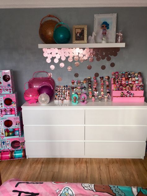 Lol Surprise Bedroom Ideas, Lol Doll Organization Ideas, Lol Storage, Lol Room Decor, Lol Bedroom, Lol Doll Shelf Display, Lol Room, 8-10 Years Girl Room Decor Ideas, Lol Doll Beds