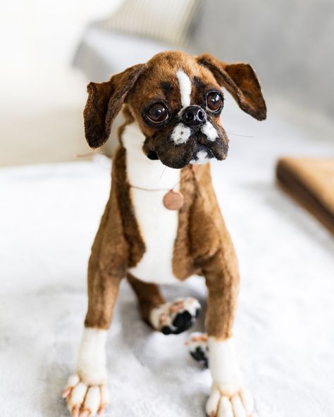 Boxer Puppy - “Atlas” I’m creating stuffed animals by hand-only using needle, thread and faux fur. Completely handmade dogs, pets and Puppies. Boxer Puppy, Felt Dogs, Needle Thread, Handmade Dog, Stuffed Animals, Faux Fur, Teddy Bear, Felt, Thread