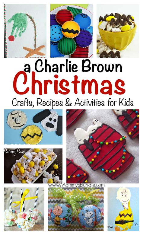 Charlie Brown Christmas Crafts & Foods: A fun way to celebrate the holidays with Charlie Brown & Peanuts fans. Includes kid crafts, activities and yummy food ideas for a holiday party! Charlie Brown Christmas Decorations Diy, Snoopy Christmas Party, Charlie Brown Christmas Movie, Christmas Crafts And Activities, Yummy Food Ideas, Charlie Brown Party, Charlie Brown Y Snoopy, Peanuts Party, A Charlie Brown Christmas