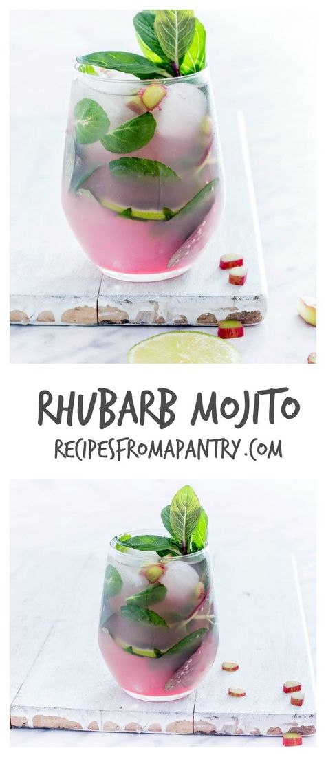 Rhubarb Mojito -This refreshing and simple rhubarb mojito recipe is made with 5 ingredients - rhubarb syrup, mint, lime, white rum and soda water. | recipesfromapantry.com. Rhubarb Mojito, Rhubarb Syrup, Jello Shot, Mint Mojito, Mojito Cocktail, Mojito Recipe, Soda Water, Rhubarb Recipes, Milk Shakes