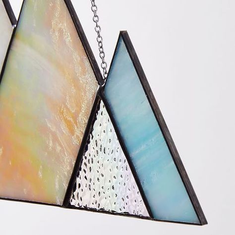 Janel Foo Glassworks Mountain Range Wall Art | west elm Range Wall, Stained Glass Suncatchers, Copper Foil, Highland Park, Glass Cleaner, Neutral Colour Palette, Mountain Range, West Elm, Decor Lighting