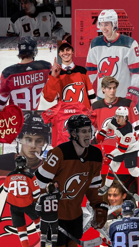 Hockey Collage Wallpaper, Jack Hughes Collage, Jack Hughes Wallpaper Aesthetic, Ice Hockey Wallpaper, Jack Hughes Wallpaper, Jake Hughes, Hockey Wallpaper, Hughes Brothers, Hockey Girlfriend