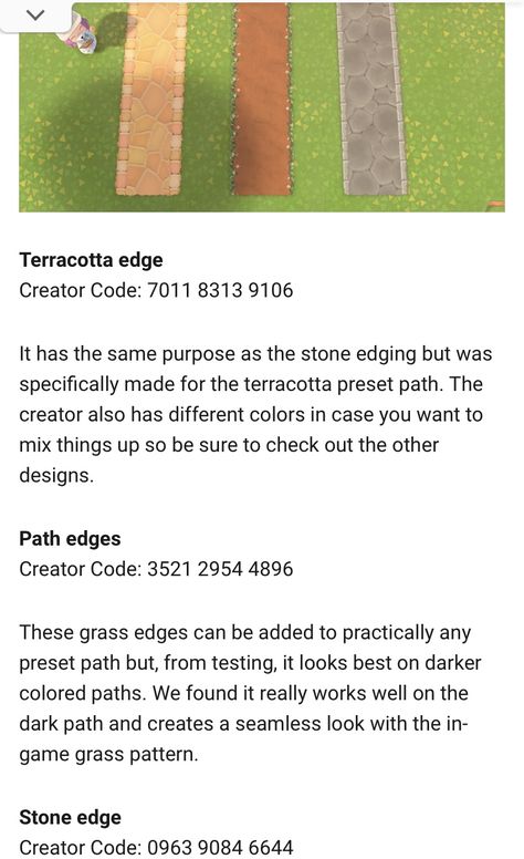 Acnh Paths Edge Designs, Animal Crossing Edge Path, Stone Path Edge Animal Crossing, Acnh Stone Edge Path, Path Edges Acnh, Animal Crossing Path Edges, Grass Edging, Path Edging, Stone Edging