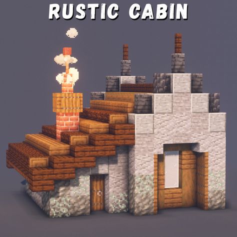 Minecraft Rustic, Small Rustic Cabin, Small Rustic House, Minecraft Starter House, Case Minecraft, Minecraft Steampunk, House In Minecraft, Minecraft Farm, Bangunan Minecraft