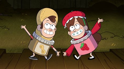 Summerween | Gravity Falls Wiki | Fandom powered by Wikia Gravity Falls, Gravity, Cartoon Characters, Peanut Butter, Peanut, Twins, Dancing, Butter, Red