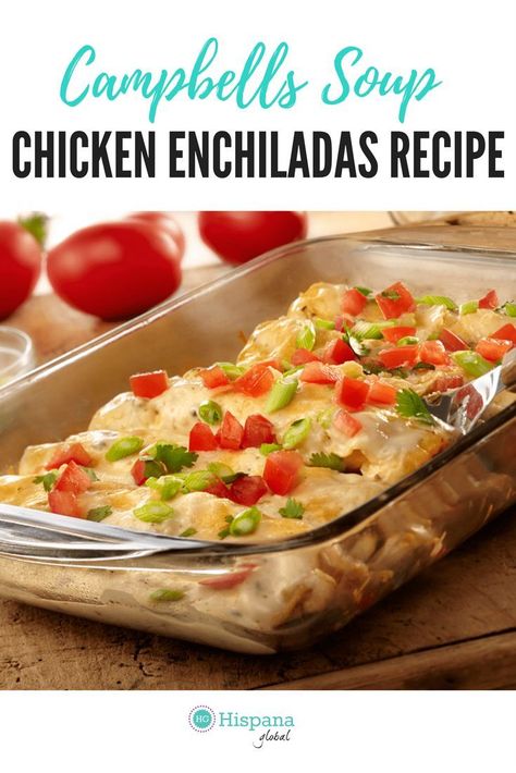 Nothing beats a yummy Chicken dinner! Check out this easy recipe for Campbells Soup Chicken enchiladas that is perfect for kids and adults plus you can make it on a budget. Sounds like a win, win, win! Campbells Chicken Enchiladas, Soup Enchilada, Cambells Recipes, Enchiladas Recipes, Easy Chicken Enchiladas, Easy Chicken Enchilada Recipe, Campbells Soup Recipes, Campbells Recipes, Chicken Enchiladas Recipe