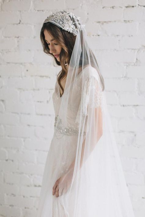 11 Gorgeous and Out of the Ordinary Veils and Bird Cages #weddings #veils #weddingveil #minimalwedding - Juliet Veil by Jurgita Bridal Juliette Veil, Juliet Veil, Veil With Crystals, Bohemian Veils, Boho Veil, Boho Wedding Veil, Juliet Cap Veil, Boho Veils, Soft Tulle Veil