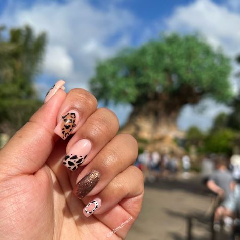 Disney nails I did on myself for animal kingdom Animal Kingdom Nails, Disney Nail Art, Nails Disney, Disney Animal Kingdom, Disney Nail, Nail Art Disney, Animal Nails, Disney Nails, Glitter Nail