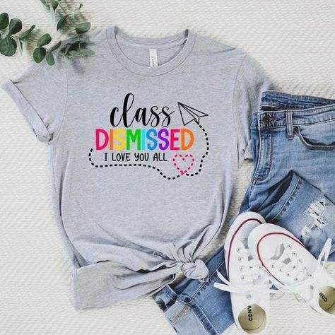 I Love You All Class Dismissed Teacher Shirt, Last Day Of School Shirt, Class Dismissed Shirt, Teachers Day Shirt, Fun Teacher Shirt 👉Click to buy from Etsy Shop :🛒 http://www.EpicFashionUs.etsy.com/listing/1700442040/i-love-you-all-class-dismissed-teacher 📌Store Link in Bio Welcome to EpicFashionUS! Its great to see you here! We prioritize one thing here and that is quality and customer satisfaction. 👉Our Tshirts are: -Made from 4.2-ounce cotton -All solid colors are 100% cotton and al... Last Day Of School Shirt, Class Dismissed, Teachers Day, Last Day Of School, I Love You All, School Shirts, Love You All, Teacher Store, Teacher Shirts