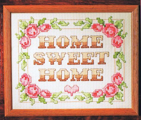 Home Sweet Home Big Stitch - PDF Classic Cross Stitch, Cross Stitch Home, Country Cottage Needleworks, Rose Border, Studio Home, Applique Kit, Cross Stitch Fabric, Felt Applique, Dmc Floss