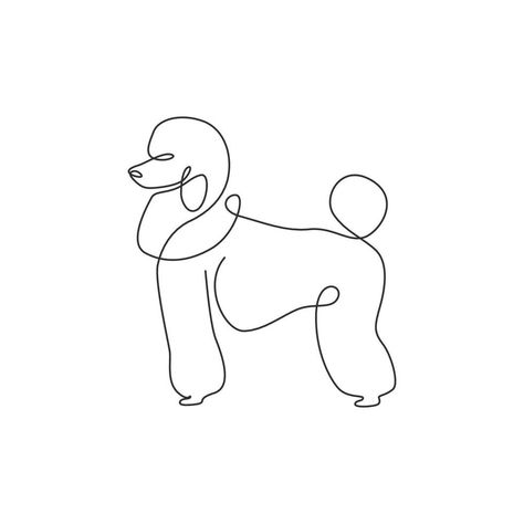 Poodle Line Art, Pet Icon, Dog Mascot, Logo Identity, Continuous Line Drawing, Purebred Dogs, Continuous Line, Dog Pin, Poodle Dog