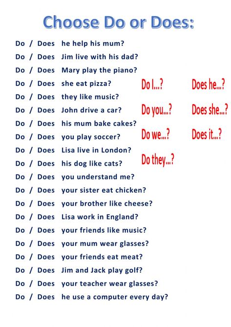 Do Does Questions Worksheet, Do Or Does Worksheet, Do Does Worksheet, Quiz About Me, Do Does, Does He Care, English Moral Stories, English Grammar Exercises, Grammar For Kids