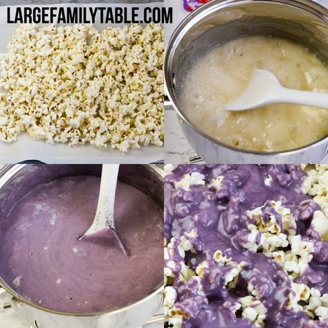 Big Family Kool-Aid Popcorn | Snacks for Large Families - Large Family Table Kool Aid Popcorn, Large Family Table, Grape Kool Aid, Stovetop Popcorn, Popcorn Treat, Sweet Popcorn, Popcorn Treats, Popcorn Snacks, Popcorn Recipe