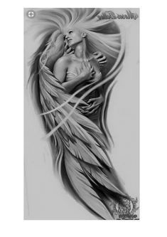 Tattoo Ideas Drawing Items, Angel Sleeve Tattoo, Fallen Angel Tattoo, Female Angel, Abstract Tattoos, Buddha Tattoos, Angel Tattoo Designs, Cat Tattoos, Geniale Tattoos