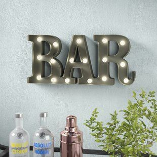 Symple Stuff Bar LED Sign | Wayfair Neon Sculpture, Bar Lights, Marquee Lights, Novelty Lights, Marquee Sign, Bar Led, Austin Design, Decor Essentials, Bar Sign