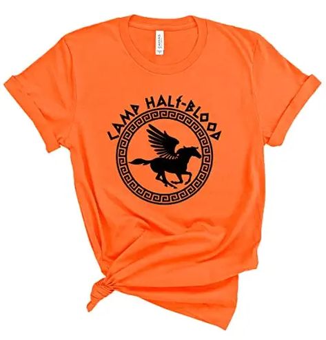 Amazon.com: Camp Half Blood Shirt (M, Orange) : Handmade Products Camp Halfblood T-shirt, Camp Half Blood T Shirt, Oracle Costume, Percy Jackson Merch, Camp Half Blood Shirt, Pjo Dr, Blood Shirt, Magical Gift, Camping Games