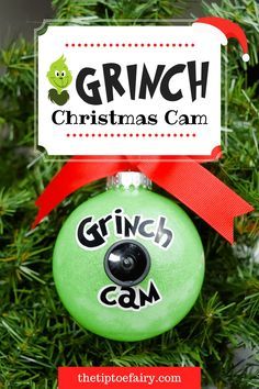 Grinch Cam Ornament, Grinch Ornament Svg, Grinch Crafts To Sell, Diy Grinch Christmas Ornaments, Grinch Ornaments Diy How To Make, Grinch Crafts Diy Dollar Tree, Grinch Diy Ornament, Grinch Christmas Ornaments Diy, Diy Santa Cam