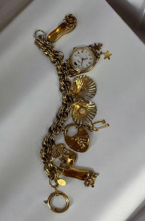 Chunky Gold Watch, Chunky Watches For Women, Kirks Folly Watch, Chunky Vintage Jewelry, Vintage Gold Charms, Chunky Gold Jewellery, Cute Etsy Finds, Gold Chunky Jewelry, Orchestra Concert Outfit