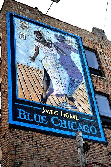 Sweet Home Blue Chicago / 536 N Clark St, Chicago, IL • Millions of unique designs by independent artists. Find your thing. Chicago Poster, Chicago House, Blue Poster, Gala Dinner, Custom Artwork, Chicago Il, Print Images, Sale Poster, Colorful Prints