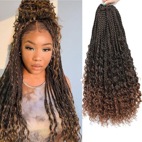 Box Braids Curly Ends, Box Braids Curly, Braids Curly Ends, African American Women Hairstyles, Boho Box Braids, Box Braids Crochet, Crochet Braids Hair, Curly Braids, Crochet Box Braids