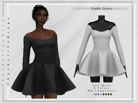 The Sims Resource - Puffy Dress D-202 Dress Sims 4 Cc, Sims 4 Decades Challenge, Vip Dress, Poofy Dress, Clothes Cc, Puffy Dresses, Sims 4 Dresses, Female Clothing, Sims 4 Cc Finds