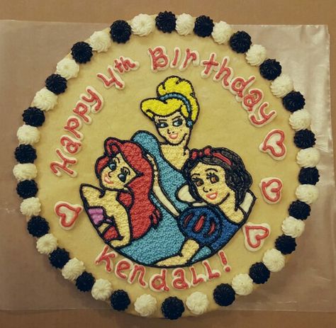 Disney Princess Sugar Cookie Cake Princess Cookie Cake, Disney Princess Cookies, Sugar Cookie Cake, Giant Cookies, Sugar Cookie Cakes, Princess Cookies, Cookie Decoration, Cake Girl, Cream Tart