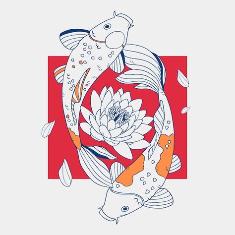 Koi Fish Illustration, Ancient Persian Art, Art Deco Artists, Koi Fish Designs, Fish Vector, Zodiac Designs, Fish Illustration, Zodiac Art, Vector Hand